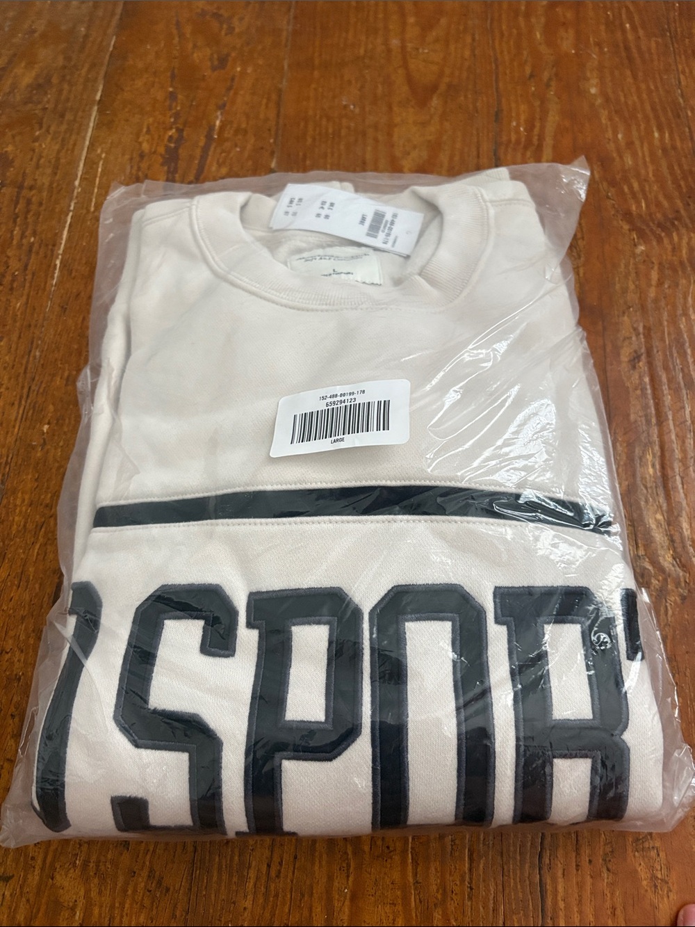 Abercrombie & Fitch Cream GO SPORTS Crewneck Sweatshirt with Black Graphic - Picture 2 of 3